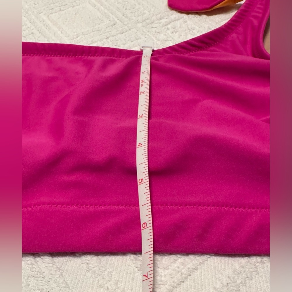 Old Navy bikini swim top - one shoulder tie - pink & orange. Large - Picture 9 of 11